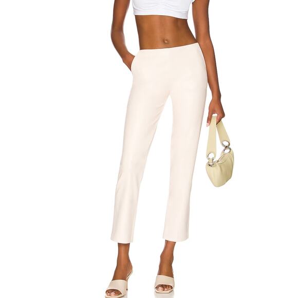 NBD White Faux Leather Pants MEDIUM Ankle Quiet Luxury Designer Revolve $228 NEW - Picture 4 of 9